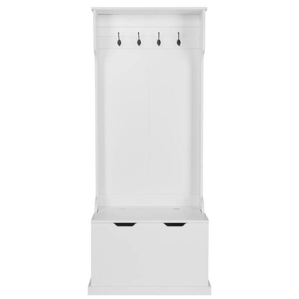 Winado White Wooden Hall Tree with Bench 302558801178 The Home Depot