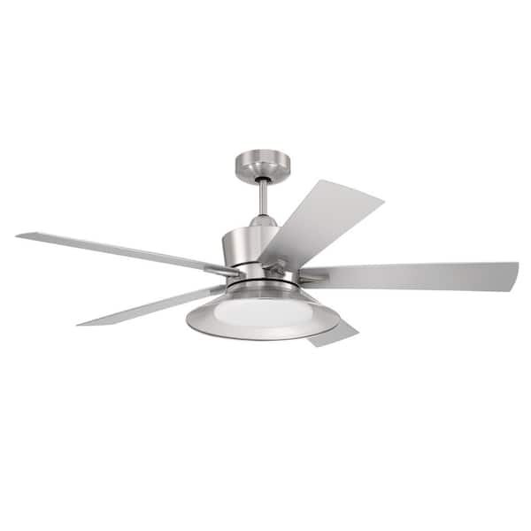 CRAFTMADE Topper 52 in. Indoor Brushed Polished Nickel Ceiling Fan with Smart Wi-Fi Enabled Remote and Integrated LED Light Kit