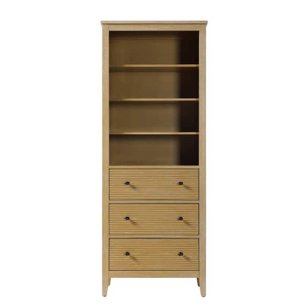 28 in. W x 18 in. D x 72 in. H Beige Freestanding Linen Cabinet