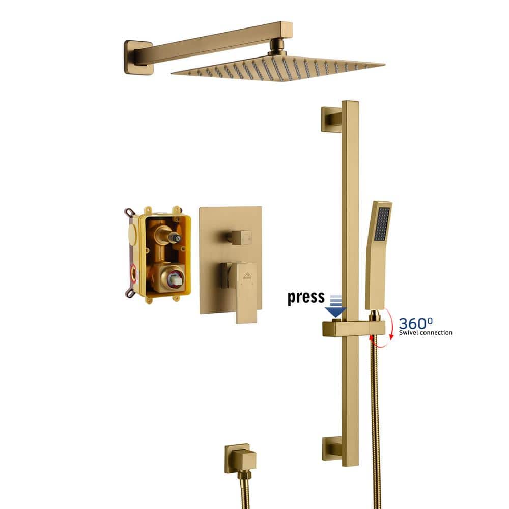 Matte Black Dual Shower System with Adjustable Handheld and Slide Bar