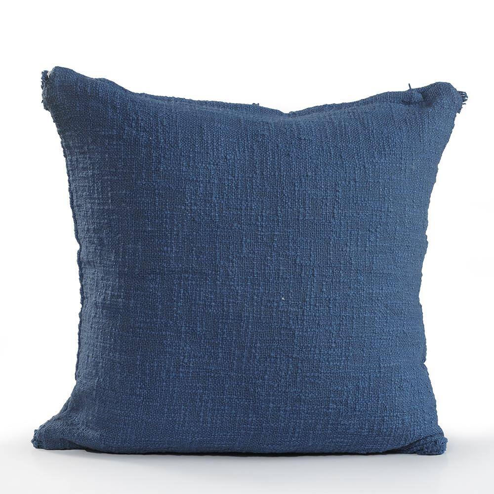 Navy Blue Cotton Diamond Tufted Square Throw Pillow 18"