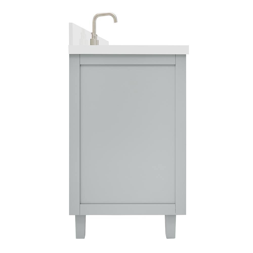 Gray Freestanding Single Sink Bathroom Vanity with Quartz Top