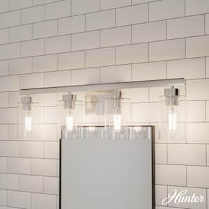 Hartland 30.75 in. 4-Light Brushed Nickel Vanity Light with Clear Seeded Glass Shades