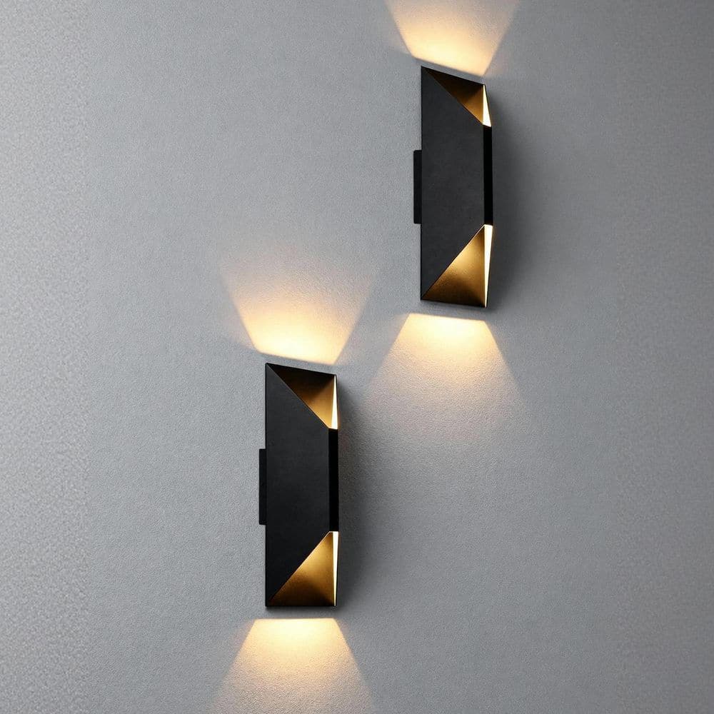 2-Pack Black Metal Outdoor Wall Light, LED Fixture Rectangle Wall Sconce for Porch and Garden Entryways price history on PriceWatchPro
