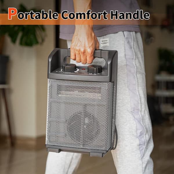 14 in. 5120 BTU Electric Utility Space Heater with Thermostat