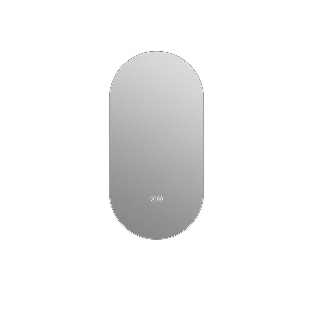 24 in. W x 48 in. H Oval Frameless LED Touch Screen Anti-fog Wall Bathroom Vanity Mirror in Antique Silver price history on PriceWatchPro
