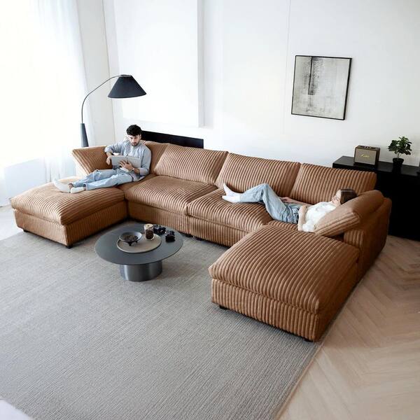 Magic Home Modern Cloud Couch 157 in. Square Arm Faux Rabbit Fur