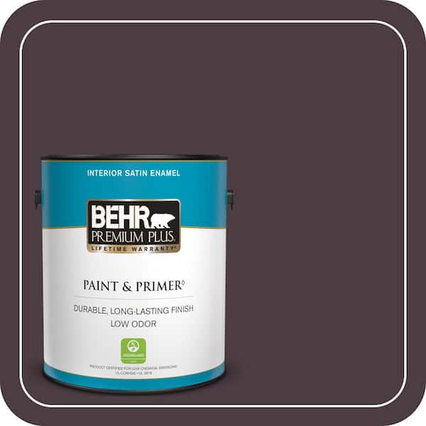 BEHR PREMIUM PLUS 1 gal. #T18-04 Nocturne Shade Satin Enamel Low Odor Interior Paint & Primer