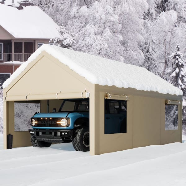 Celebalcony 12 ft. W x 20 ft. D Metal Carport Canopy with