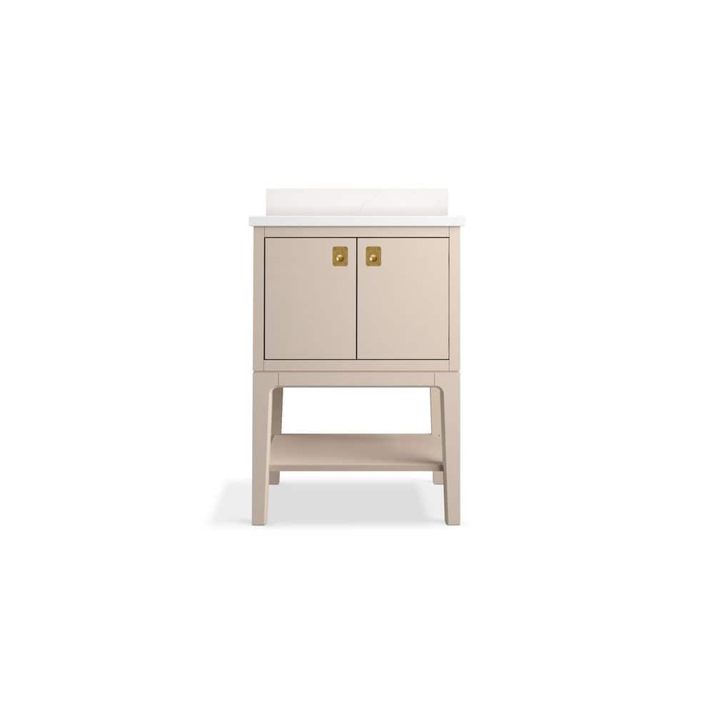 Light Clay Freestanding Bathroom Vanity with Quartz Top