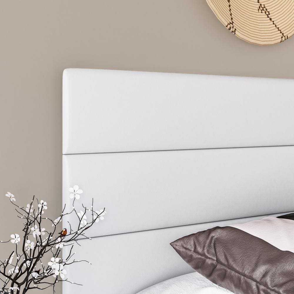 Napoli King-Size Modern Tri-Panel White Faux Leather Bed Frame