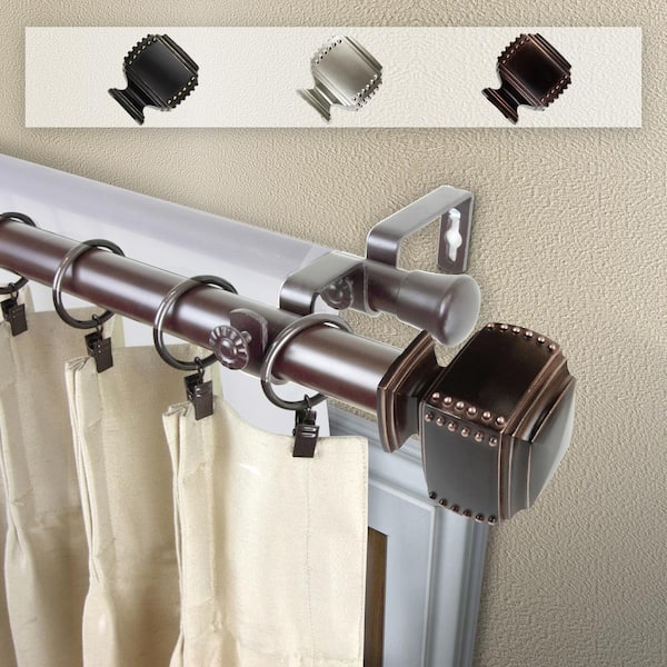Rod Desyne Studded 1 in. Double Curtain Rod 160 in. to 240 in. in Bronze