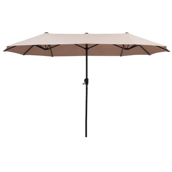OVASTLKUY 13 ft. Heavy-Duty Market Patio Umbrella in Khaki with Crank Design