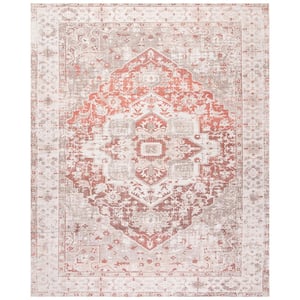 Saffron 8 ft. x 10 ft. Ivory/Rust Ornate Distressed Medallion Area Rug