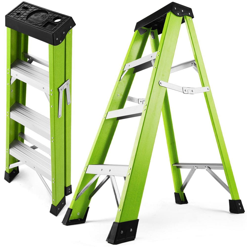 Fiberglass Ladder with Portable Tool Tray, Single-sided Stepladder