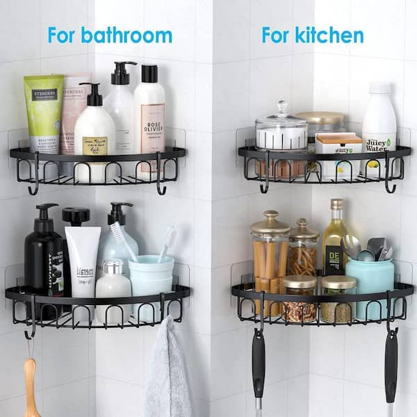TAILI Suction Shower Caddy With 4 Hooks 2 Packs, Bathroom Shower Basket  Wall Mounted Shower Organizer for Shampoo, Body Wash,Conditioner, Plastic