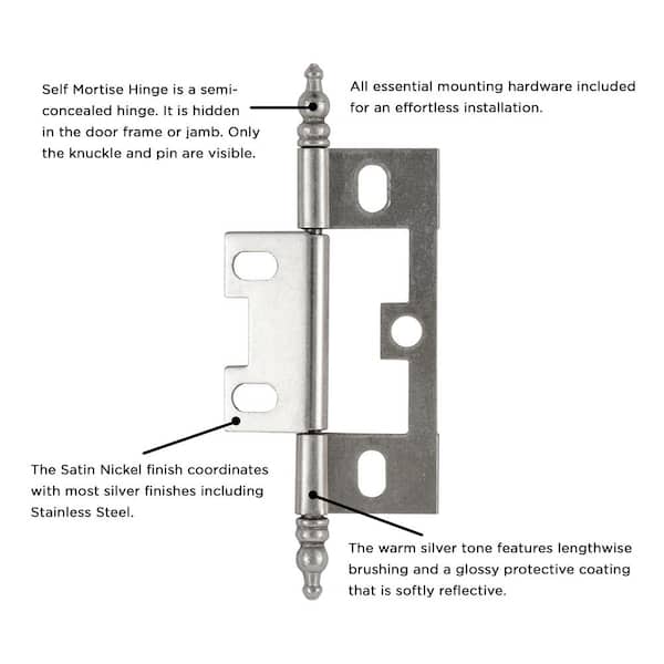 2-1/2 in. x 1-1/2 in. Satin Nickel Furniture Barrel Hinge 2-1/2 in. x 1-1/2 in. Satin Nickel Furniture Barrel Hinge