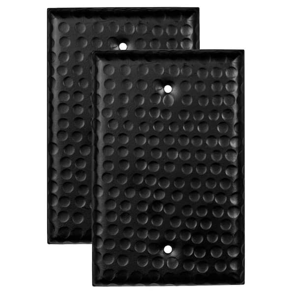 Hammered 1-Gang Black Blank/No Device Metal Wall Plate (2-Pack)