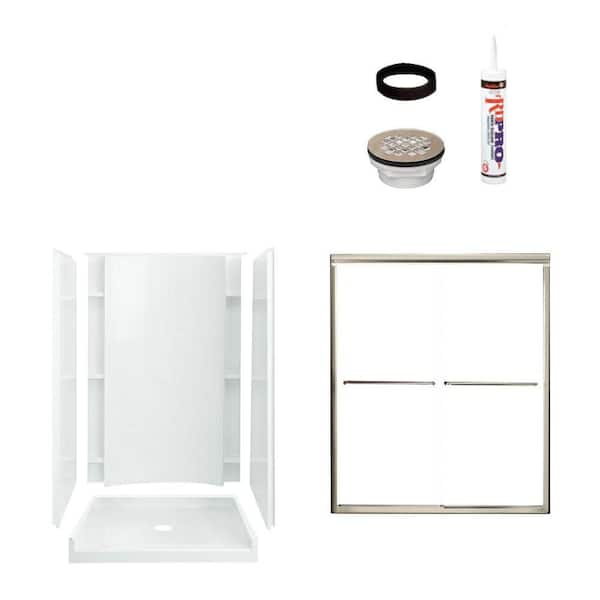 STERLING Accord 36 in. x 48 in. x 77 in. Shower Kit with Shower Door in White/Nickel-DISCONTINUED