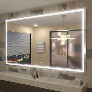 72 in. W x 40 in. H Rectangular Frameless 192 LEDs/m Front Lighted Anti-Fog Tempered Glass Wall Bathroom Vanity Mirror