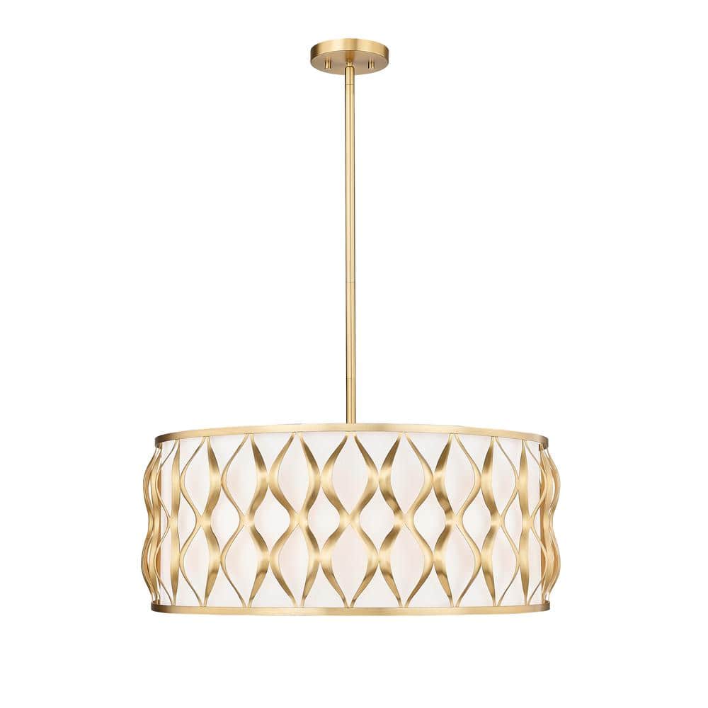 Modern Gold Drum 8-Light Indoor/Outdoor Pendant
