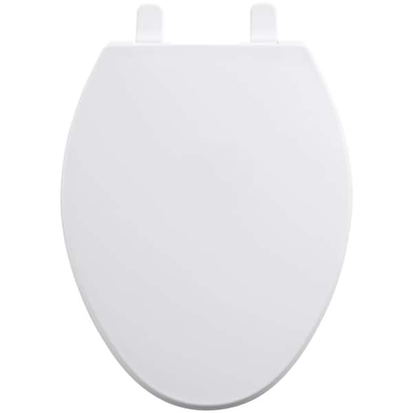Toilet Seat Plastic Elongated Closed Front with Quick-Release Hinges in White 