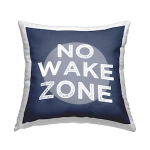 No Wake Zone Nautical Blue Print Polyester 18 in. x 18 in. Throw Pillow