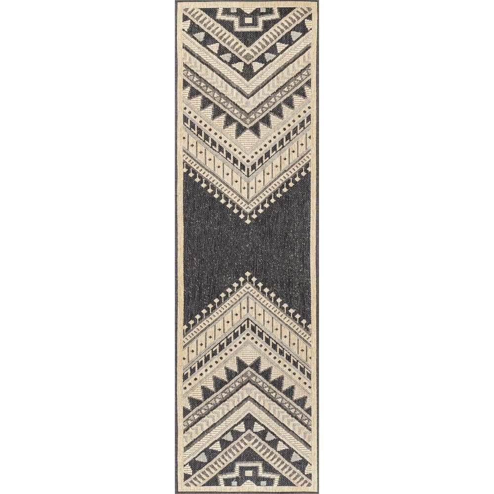 Landry Aztec Charcoal 2x8 Feet Prism Pattern Area Rug