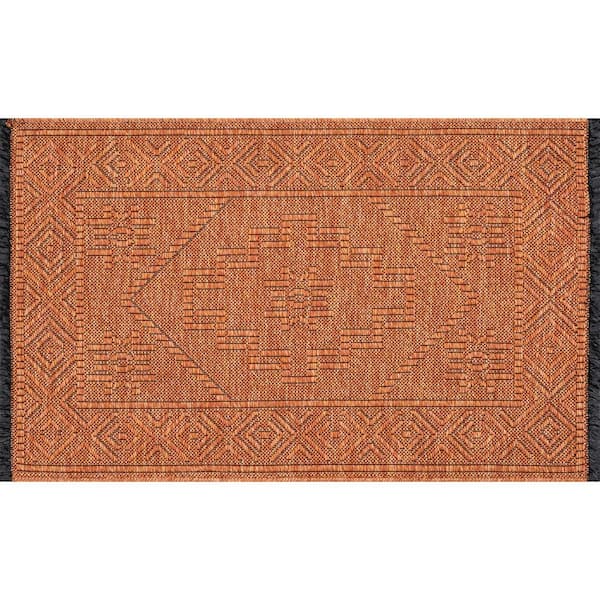 Alma Orange 2 ft. x 3 ft. Moroccan Machine Washable Indoor Area Rug
