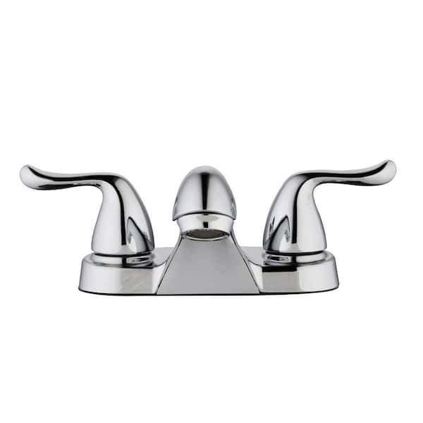 Constructor 4 in. Centerset Double-Handle Low-Arc Bathroom Faucet in Polished Chrome