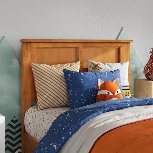 AFI Madison Light Toffee Natural Bronze Twin Solid Wood Panel Headboard with Attachable Charger