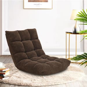 22 in. W Brown Fabric Flannel Sponge Back Adjustable Lazy Floor Gaming Chair