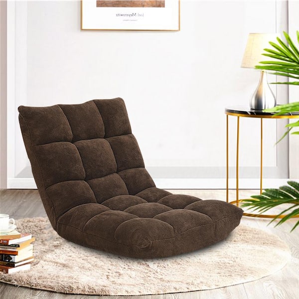 null 22 in. W Brown Fabric Flannel Sponge Back Adjustable Lazy Floor Gaming Chair
