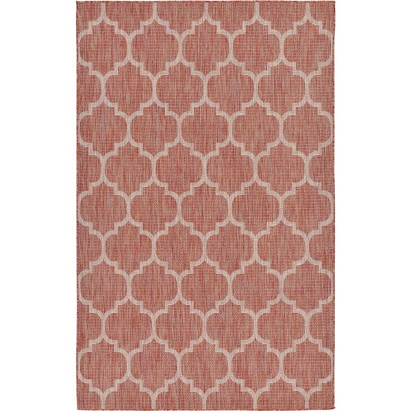 Unique Loom Outdoor Trellis Rust Red 5' 0 x 8' 0 Area Rug