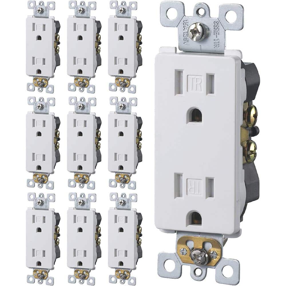 1 pc Single Receptacle 15 Amp 15A 125V AC Outlet 2 Pole 3 Wire White