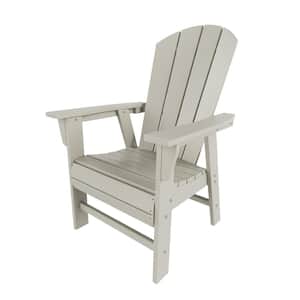 Laguna Outdoor Patio Fade Resistant HDPE Plastic Adirondack Style Dining Chair with Arms in Sand