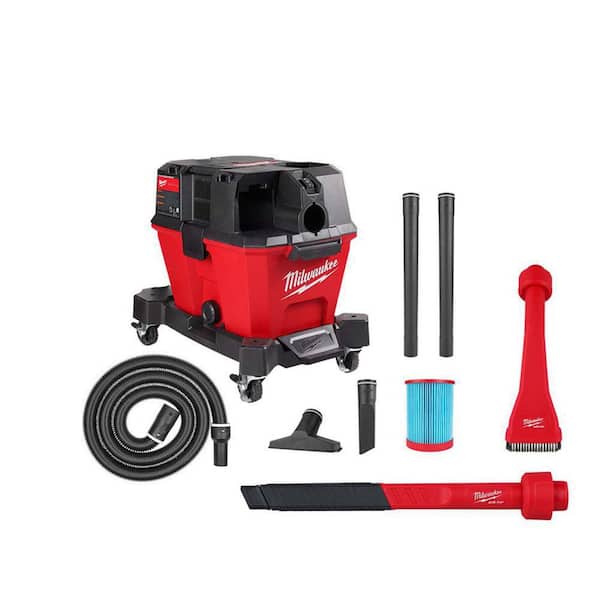 Milwaukee M18 FUEL 6 Gal. Cordless Wet/Dry Shop Vacuum W/Filter, Hose and AIR-TIP 1-1/4 in. - 2-1/2 in. Flex Crevice and Brush Kit