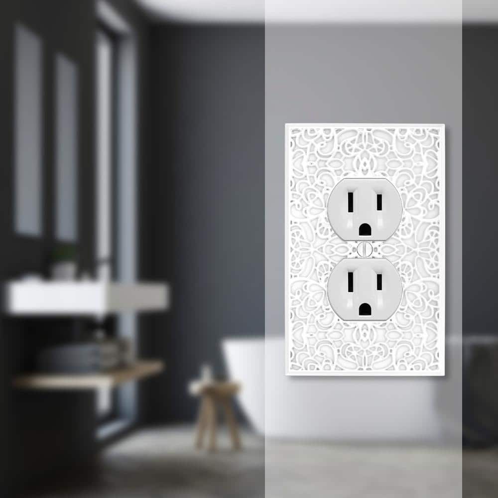 White Ornate Metal 1 Duplex Wall Plate