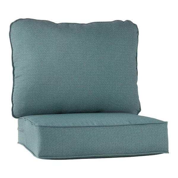 Greendale Home Fashions 24 in. x 24 in. 2-Piece Outdoor Deep Seat Lounge Chair Cushion in Seaglass