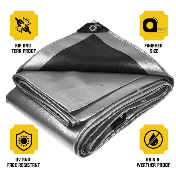 CORE TARPS 12 ft. x 12 ft. Silver/Black 20 Mil Heavy Duty