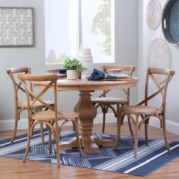 Linon Home Decor Reeser 5-Piece Round Rustic Honey Brown Dining Room Set Seats 4