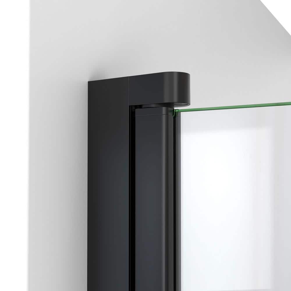 Aqua-Q Swing 72" Frameless Shower Door in Matte Black and Clear Glass