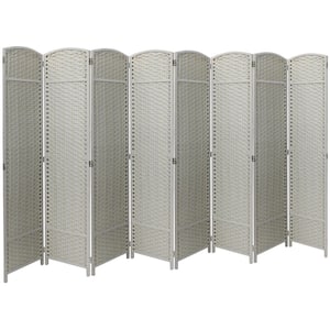 Beige 8 Panel 6 ft. Tall Double Hinged Foldable Panel Room Divider