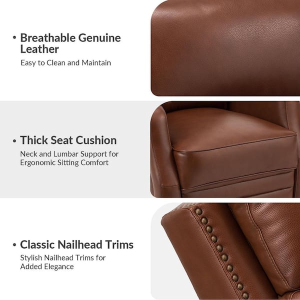 ARTFUL LIVING DESIGN Ifigenia 28.74 in. Wide Brown Genuine Leather