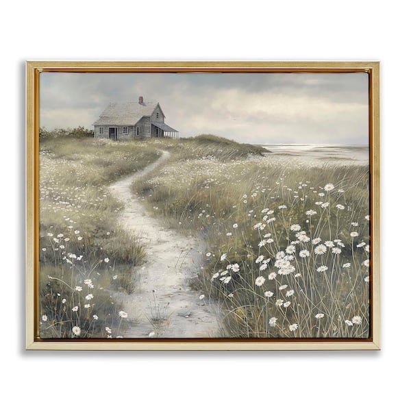 Stupell Industries Path to Coastal Cottage by Imagine it Images Gold Floater Frame Nature Graphic Art Print 17 in. x 21 in.