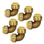3/4 in. 90-Degree Elbow Pipe Fittings Push to Connect PEX Copper, CPVC Brass (5-Pack)