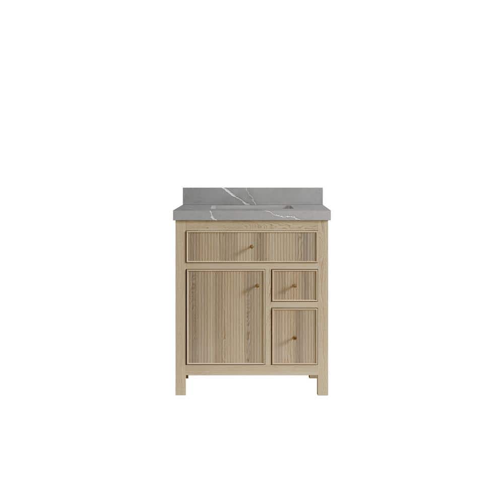 Sonoma Oak 30 in. W x 22 in. D x 36 in. H Bath Vanity in White Oak with 2 in. Piatra Quartz Top price history on PriceWatchPro
