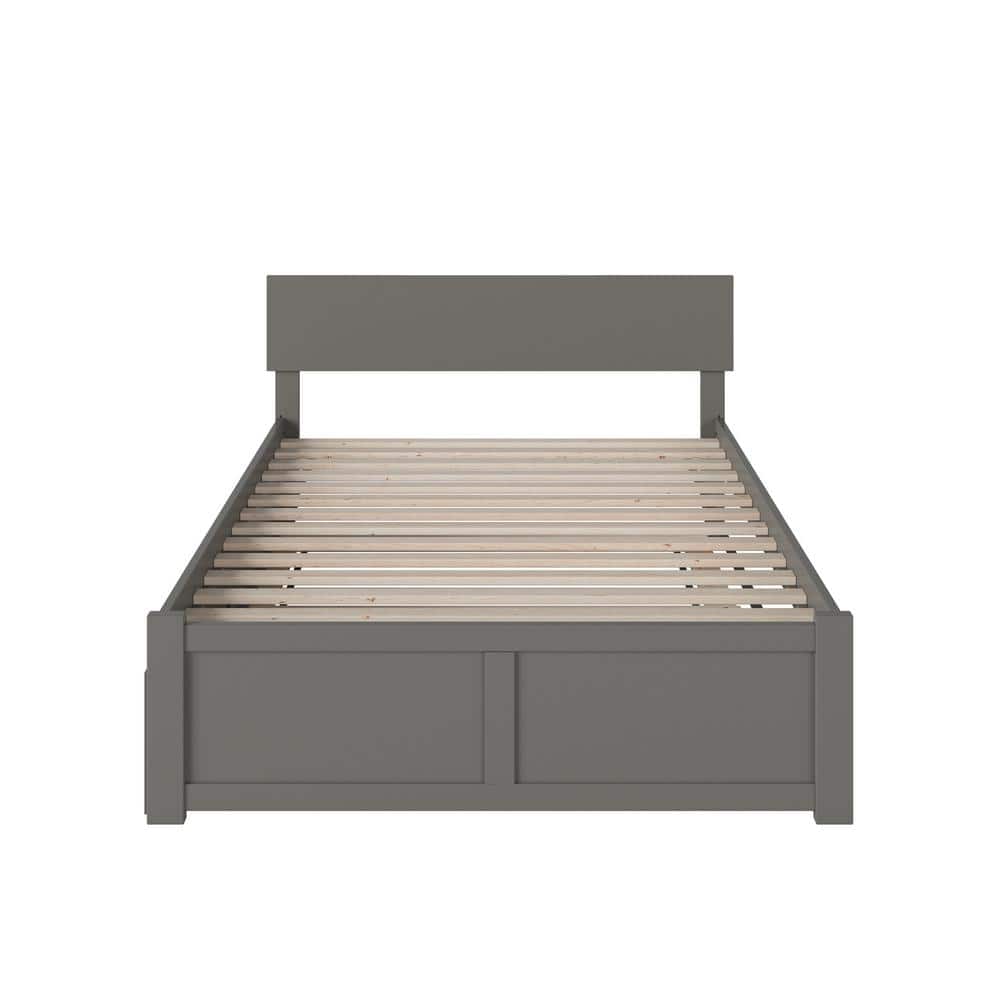 Orlando Gray Full Platform Bed with Trundle and Slats