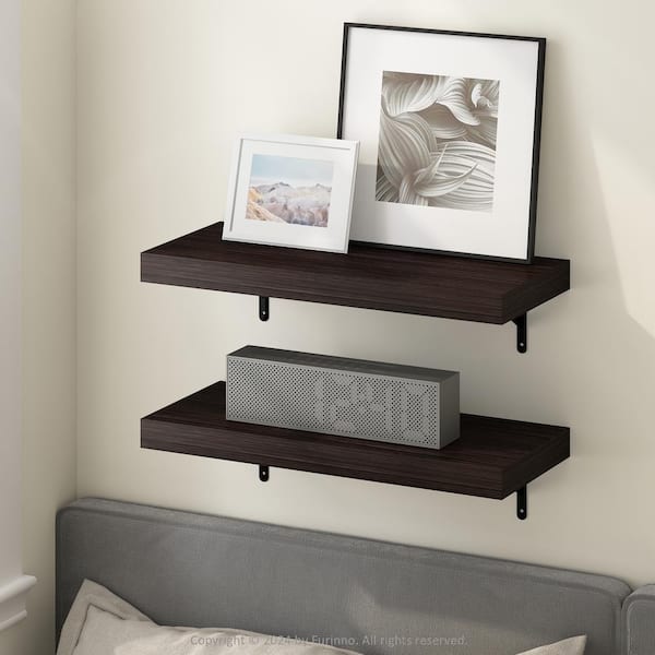 Tanna 1.65 in. Tall Natural Wood Floating Bookcase (Set of 2)