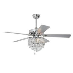 matrix decor 52 in. Indoor Chrome Crystal Chandelier Ceiling Fan with ...